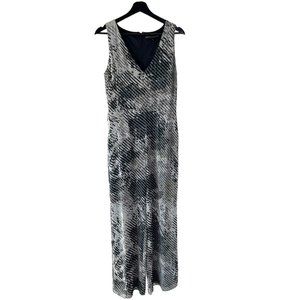 White House Black Market Black White Print V Neck Sleeveless Jumpsuit 8